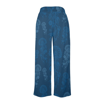 Jellyfish Pattern Print Design 01 Women's Wide Leg Lounge Pants