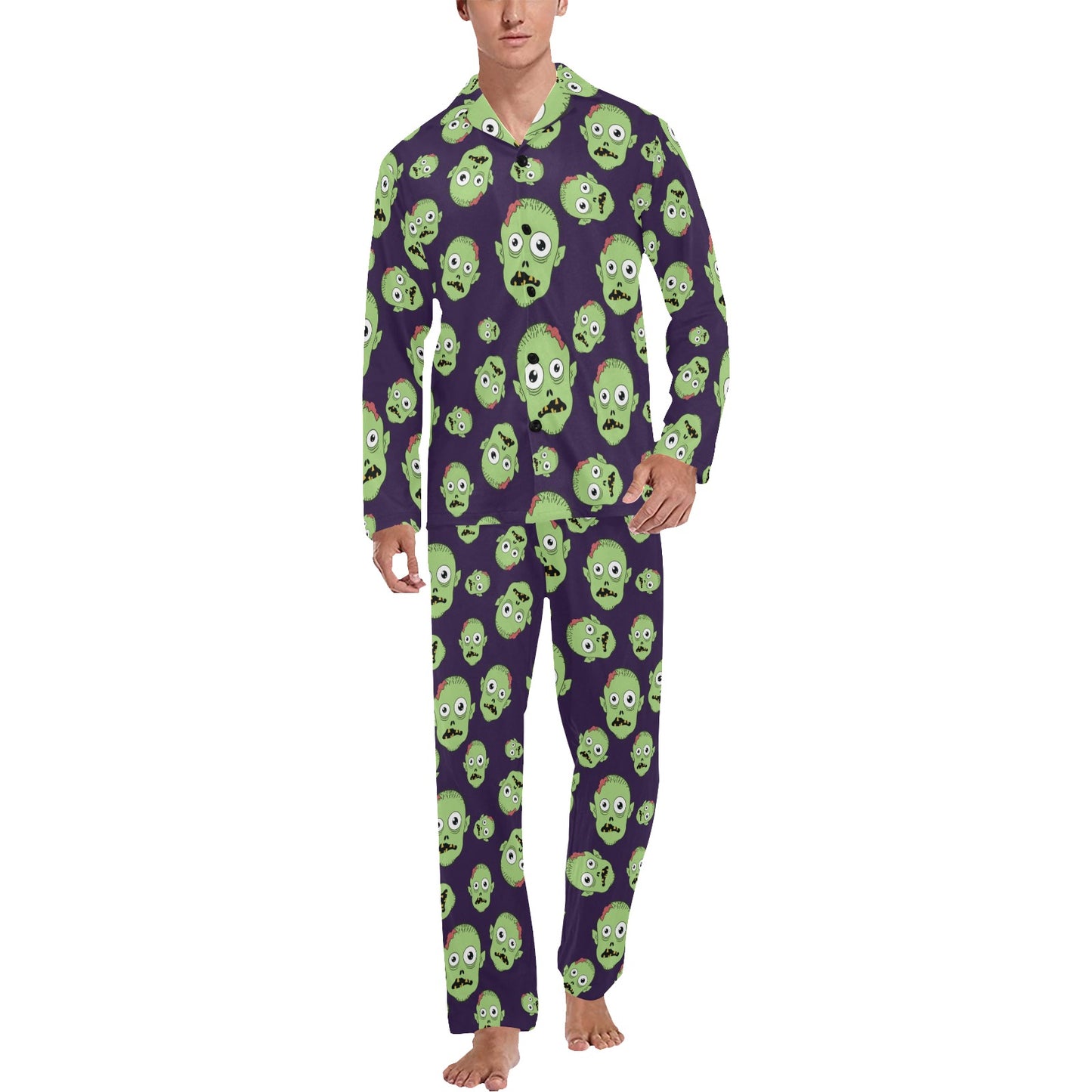 Zombie Print Design LKS303 Men's Long Pajama Set