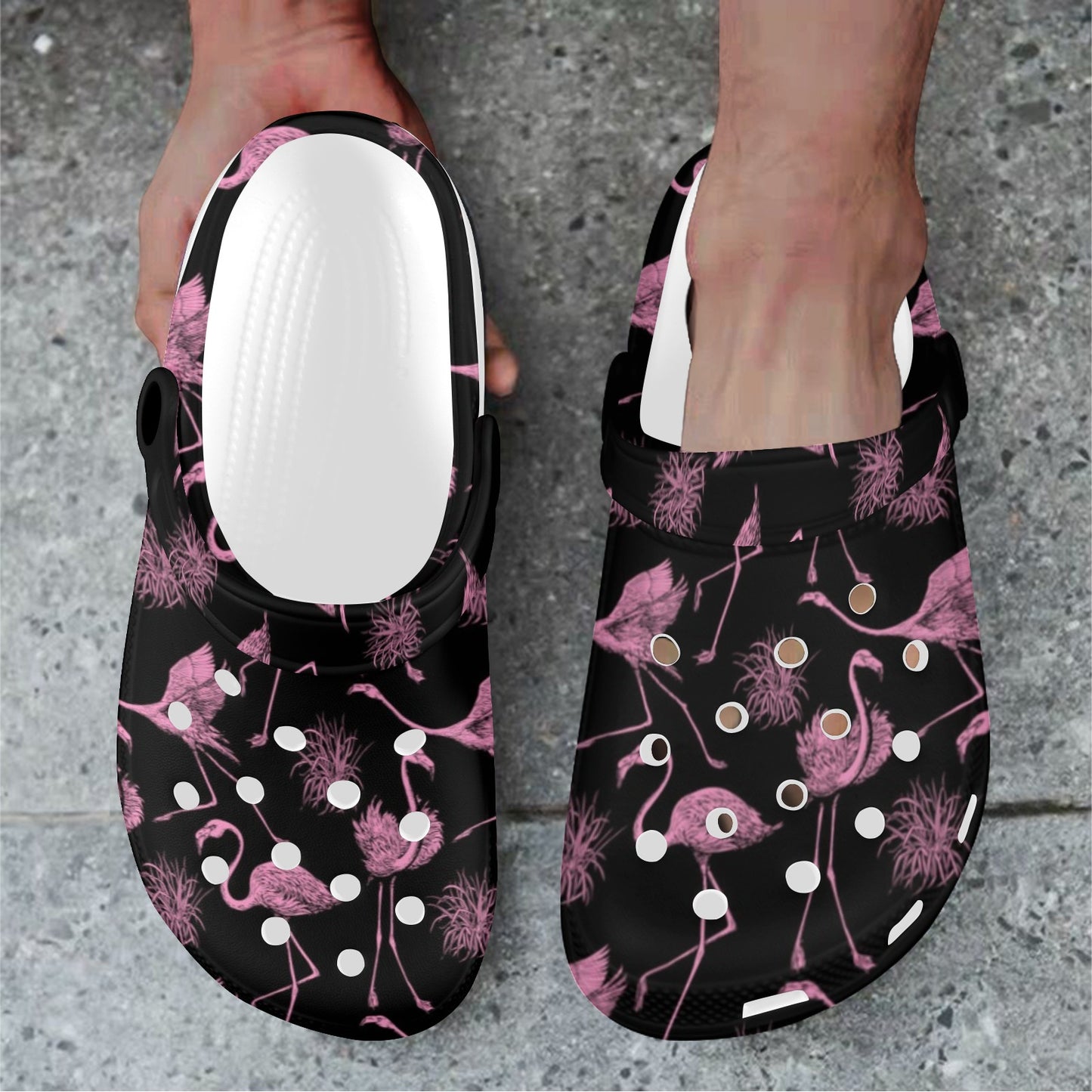 Flamingo Pink Print Pattern Unisex Clogs Shoes