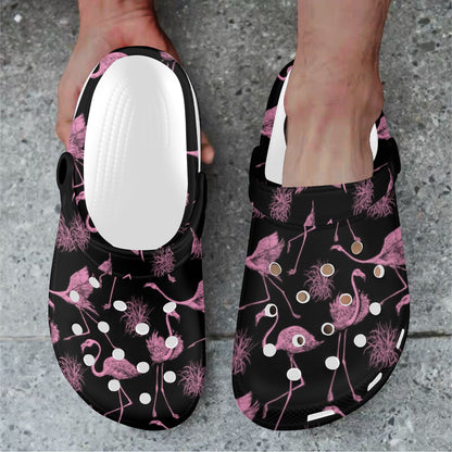 Flamingo Pink Print Pattern Unisex Clogs Shoes
