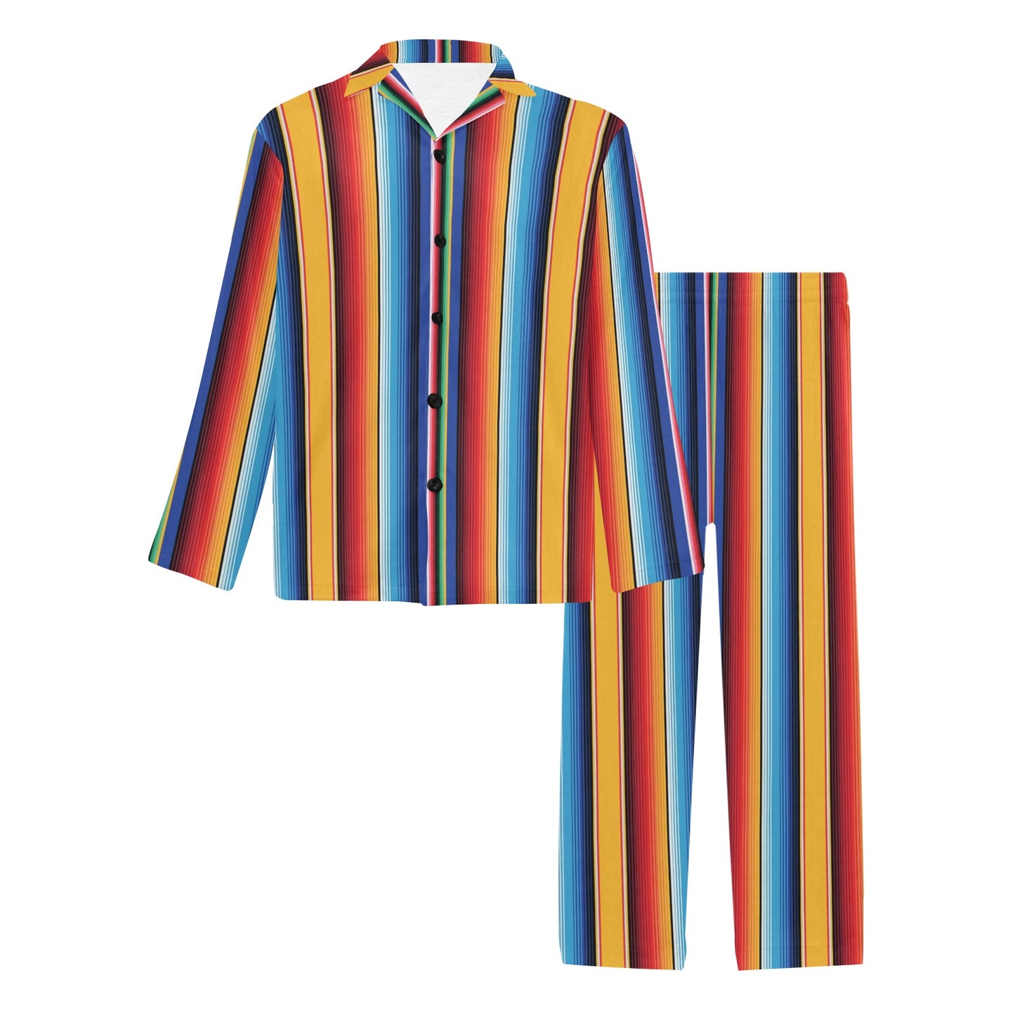 Mexican Blanket Stripe Print Pattern Men's Long Pajama Set