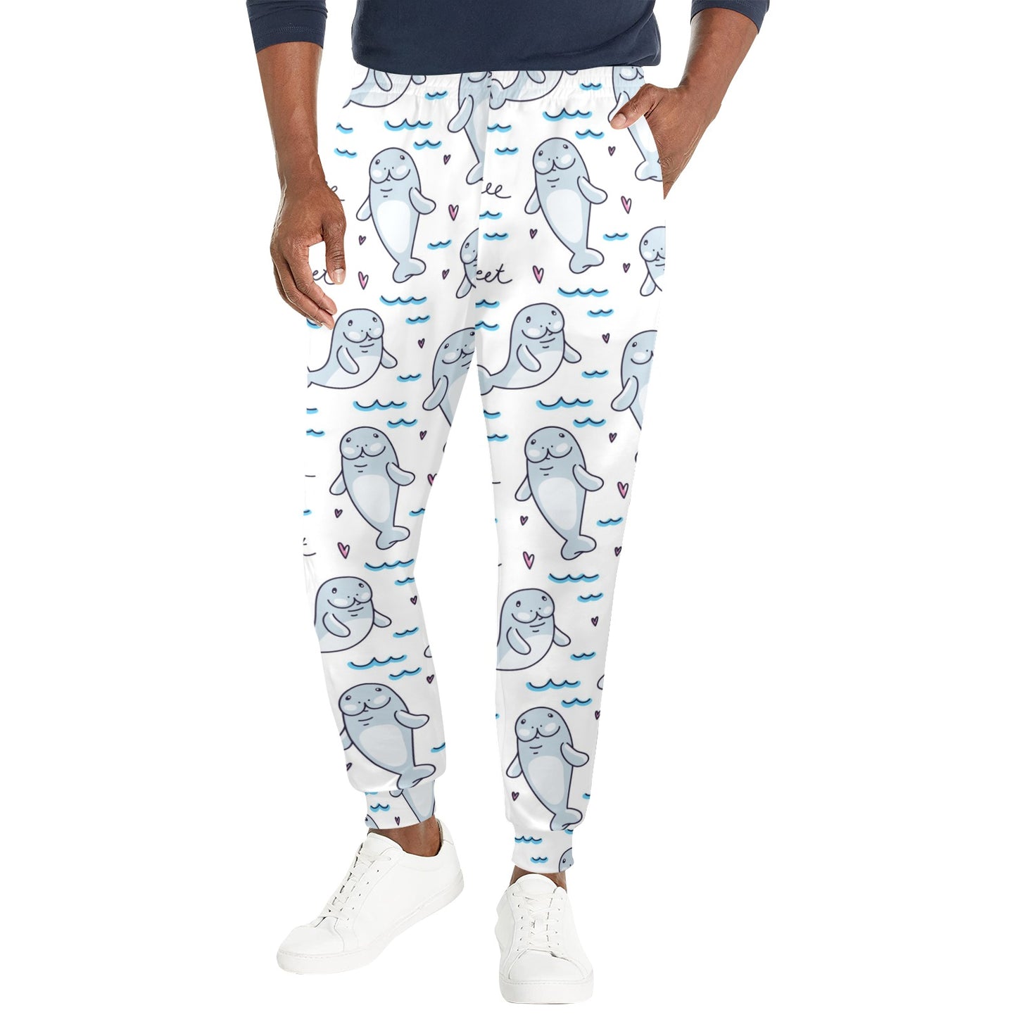 Manatee Baby Pattern Print Design 03 Men's Casual Track Pants