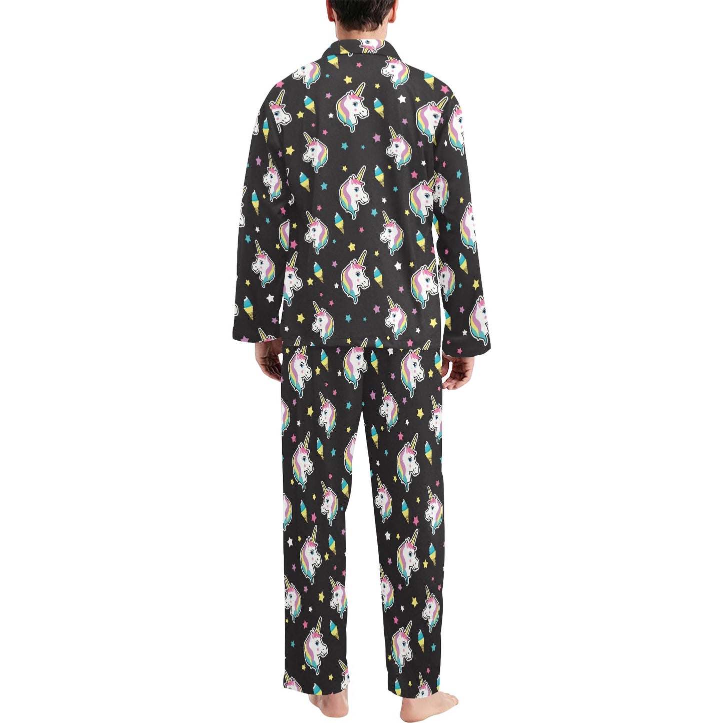 Unicorn Print Design LKS302 Men's Long Pajama Set