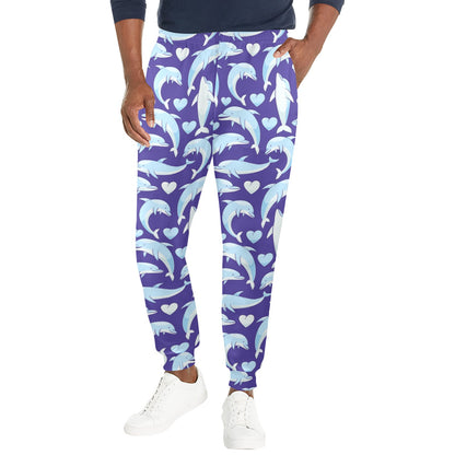 Dolphin Smile Print Pattern Men's Casual Track Pants