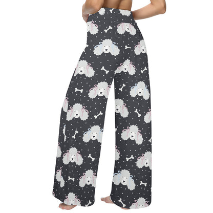 Poodle Pattern Print Design A03 Women's Wide Leg Lounge Pants