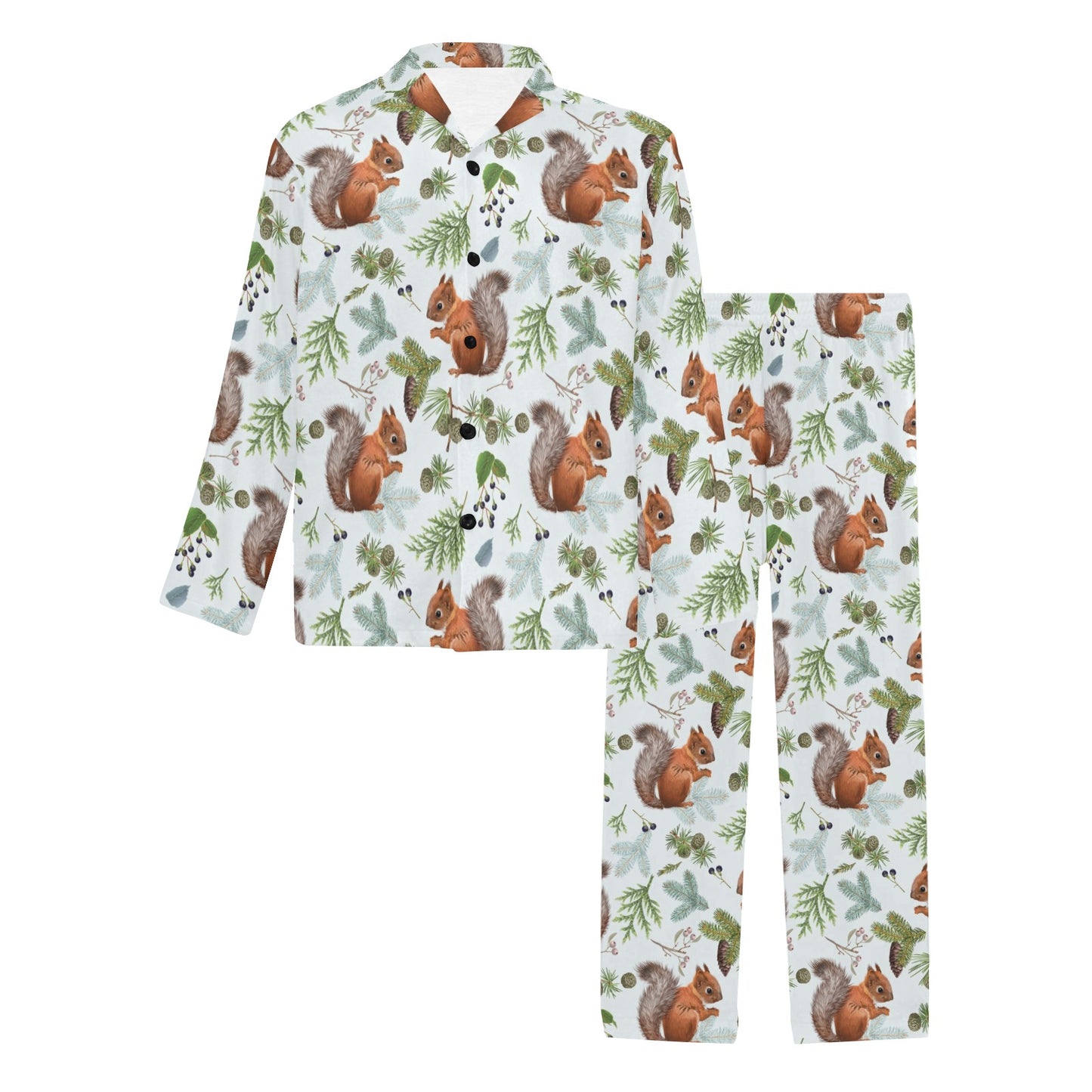 Squirrel Print Design LKS308 Men's Long Pajama Set