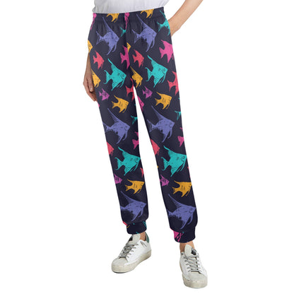 Angelfish Colorful Pattern Print Design 03 Women's Casual Track Pants