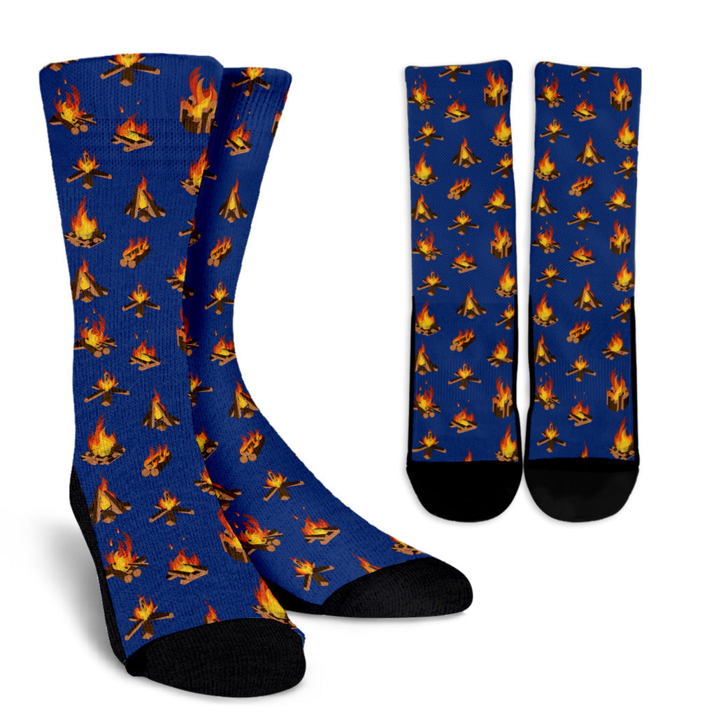 Campfire Pattern Print Design 03 Crew Socks