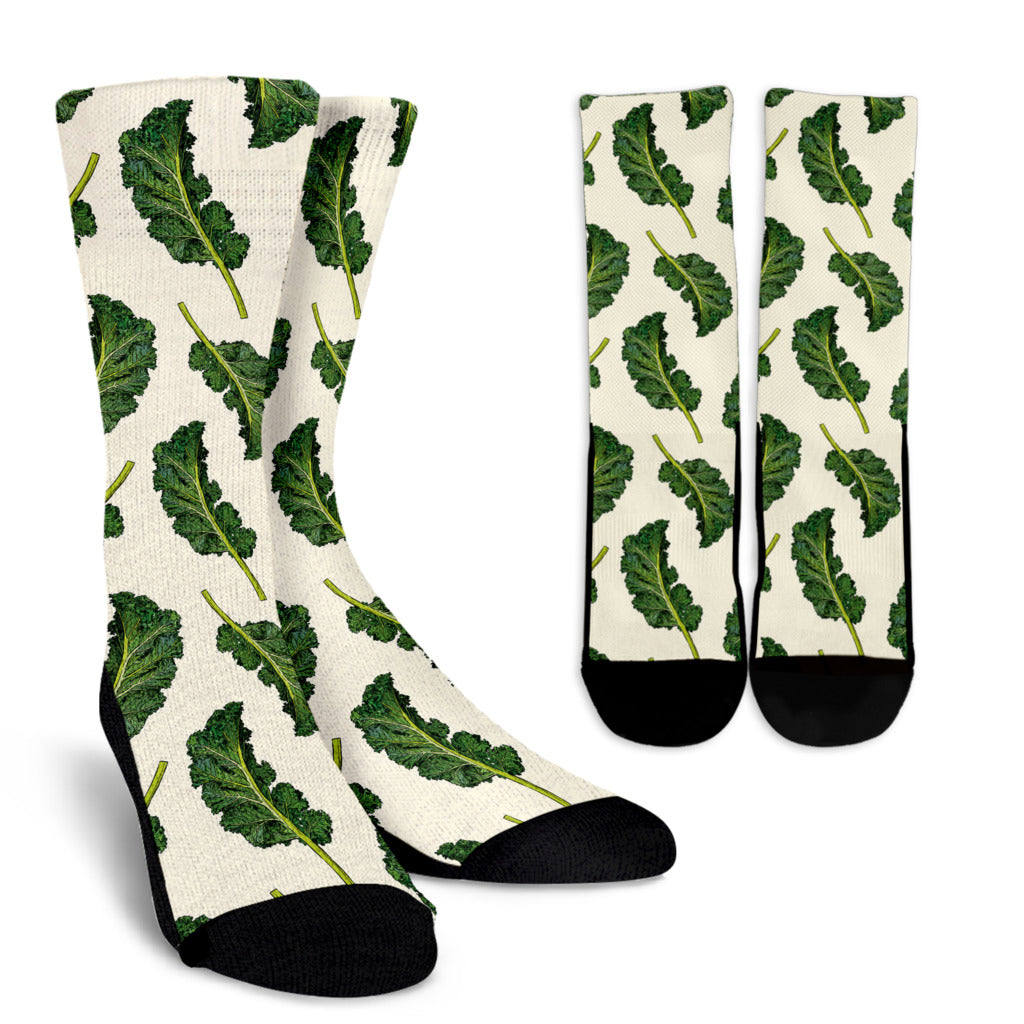 Kale Pattern Print Design 03 Crew Socks