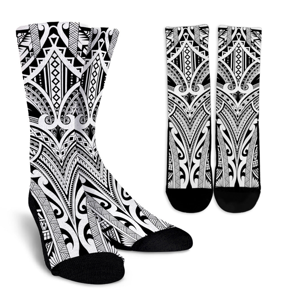 Maori Pattern Print Design 06 Crew Socks