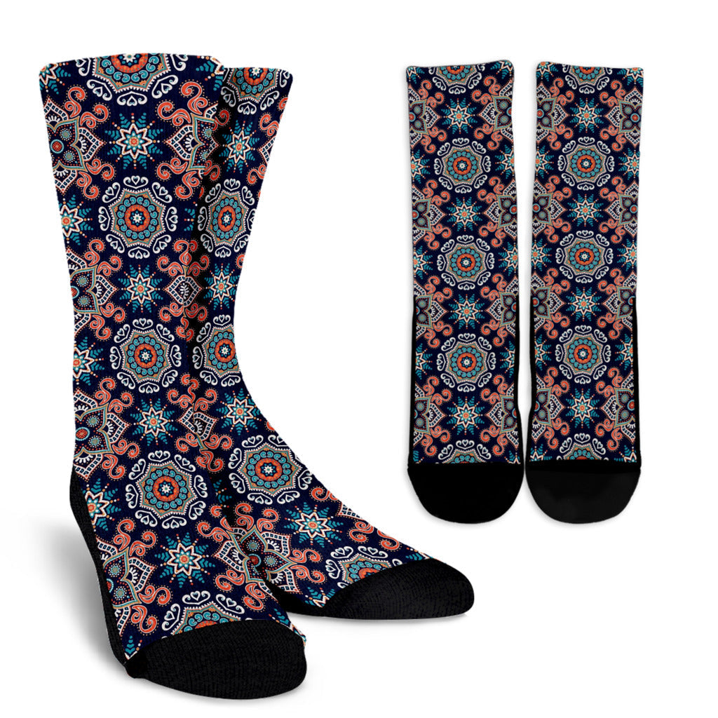 Bohemian Pattern Print Design 02 Crew Socks