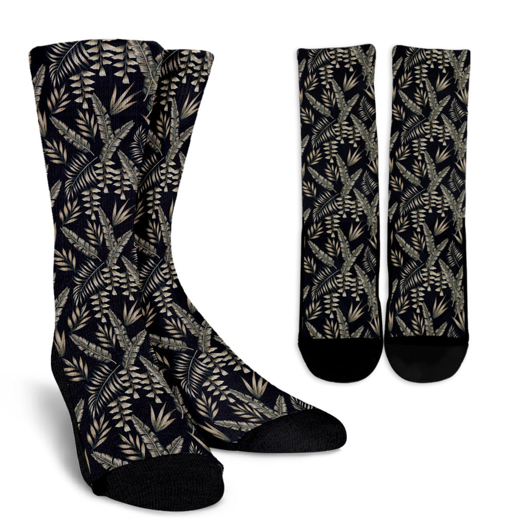 Banana Leaf Pattern Print Design 07 Crew Socks