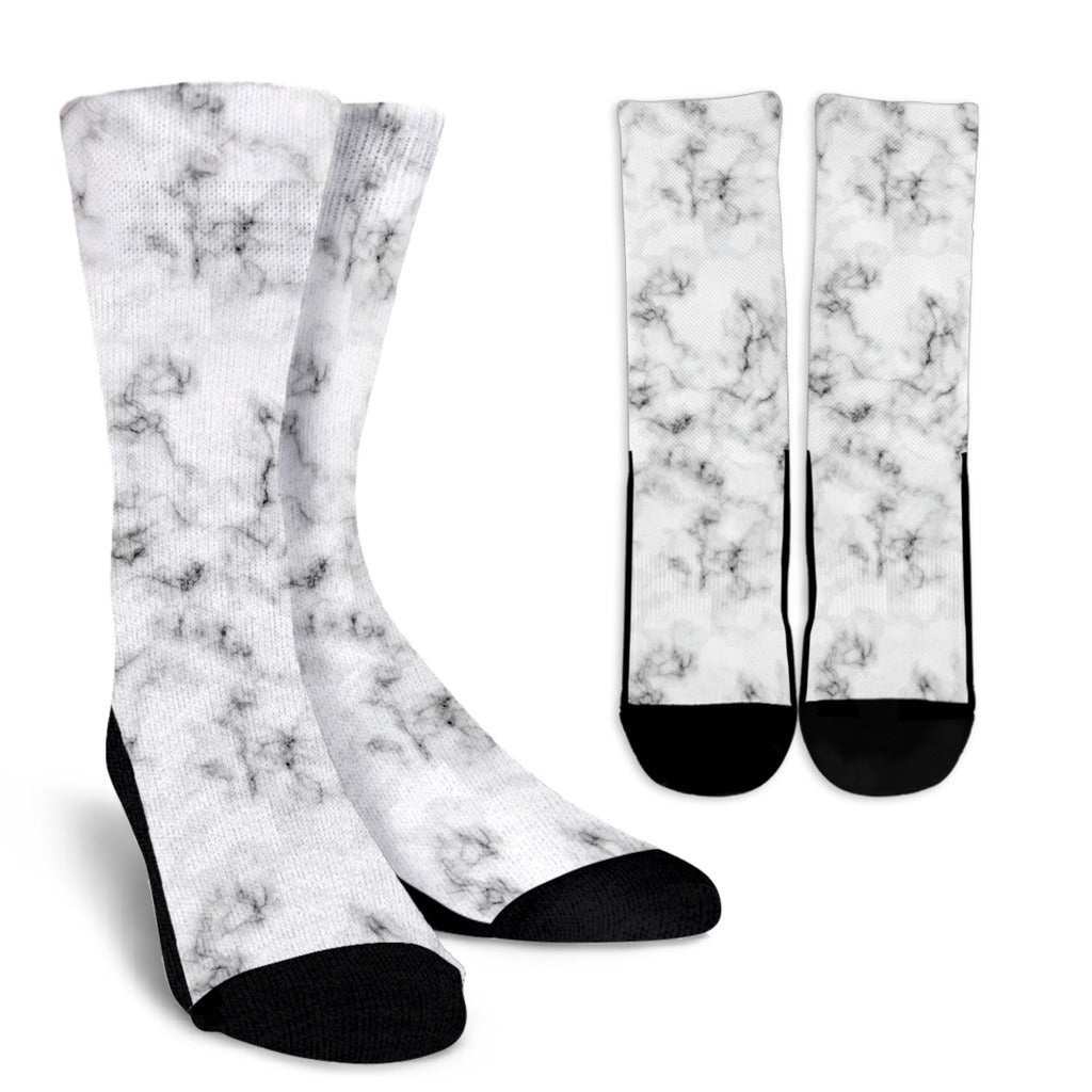 Marble Pattern Print Design 01 Crew Socks