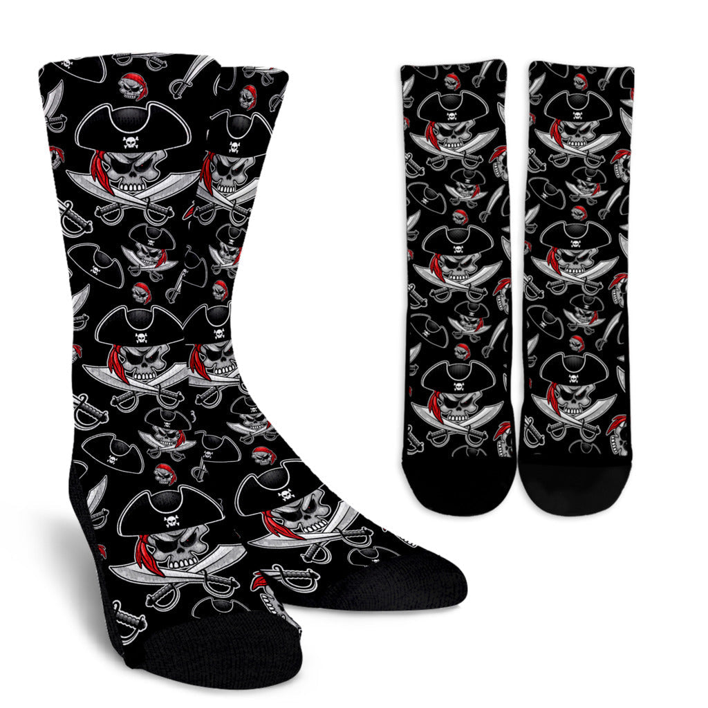 Pirate Pattern Print Design A05 Crew Socks