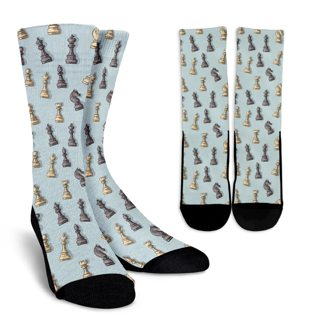 Chess Pattern Print Design 02 Crew Socks