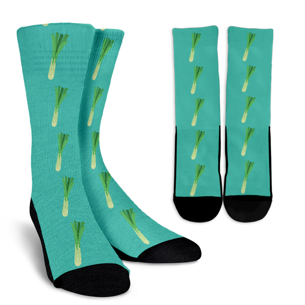 Leek Pattern Print Design 01 Crew Socks