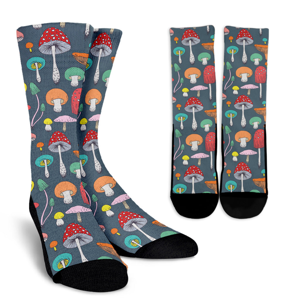 Mushroom Pattern Print Design A03 Crew Socks
