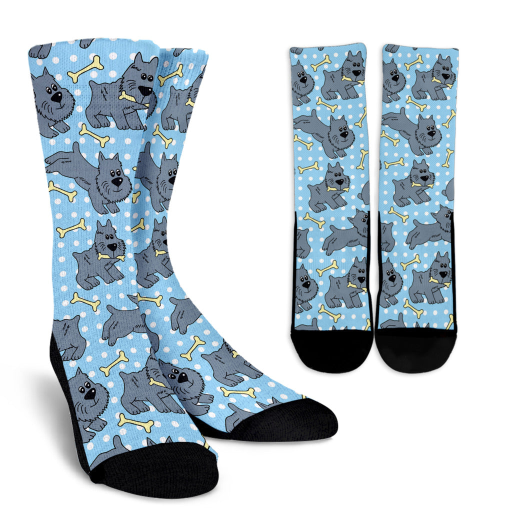 Schnauzers Pattern Print Design A02 Crew Socks