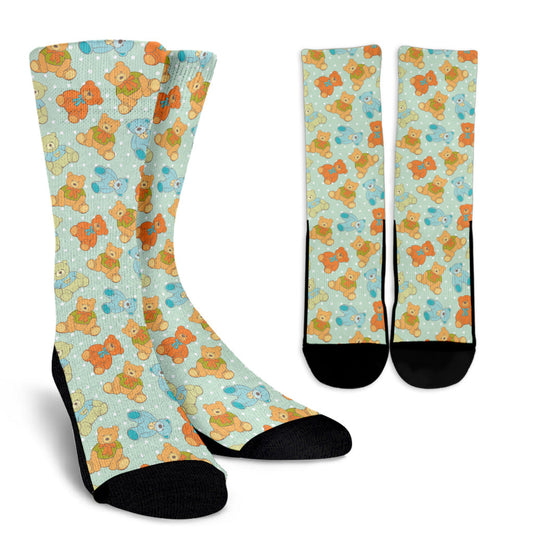 Bear Pattern Print Design 02 Crew Socks