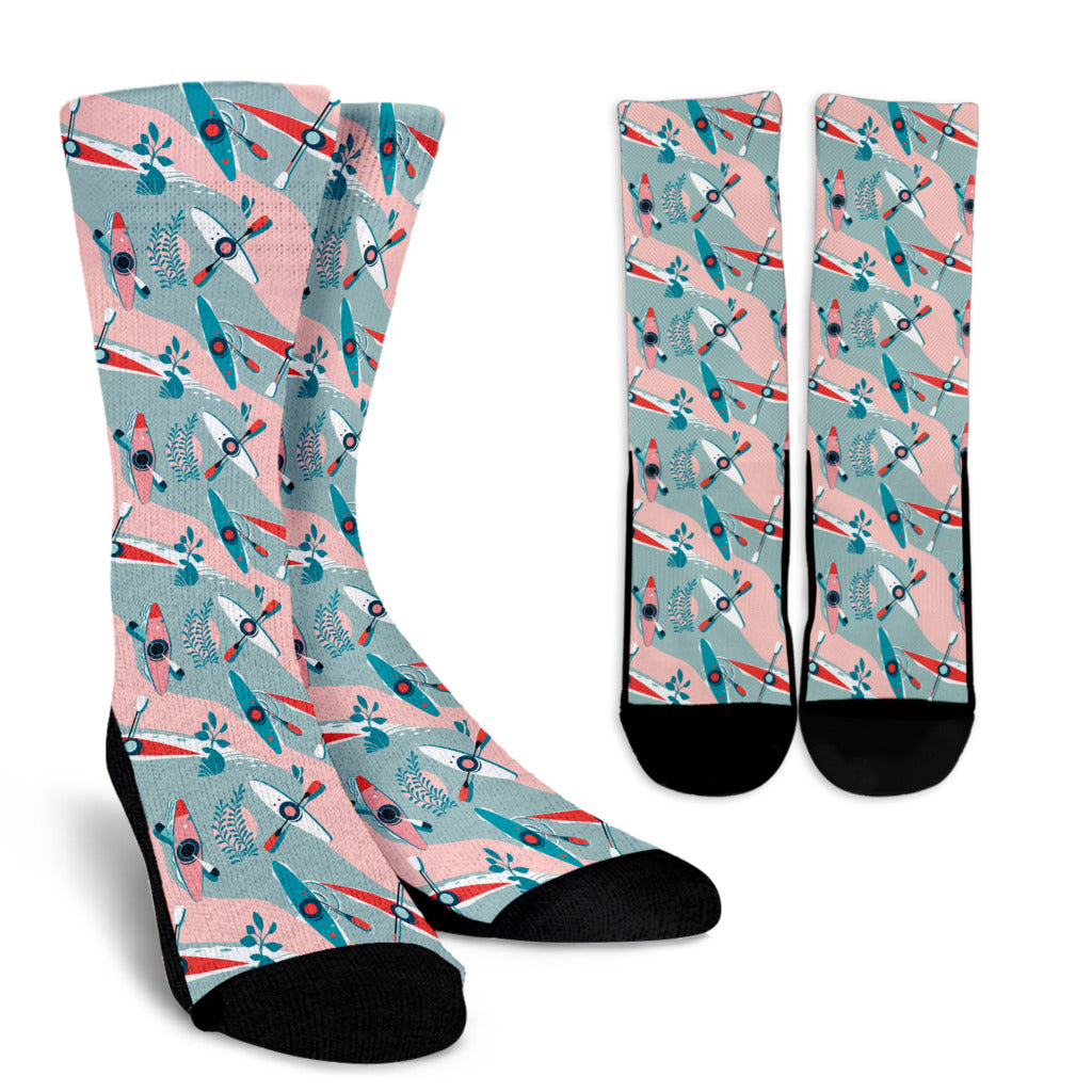 Kayak Pattern Print Design 05 Crew Socks