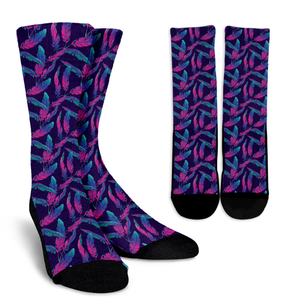 Banana Leaf Pattern Print Design 08 Crew Socks