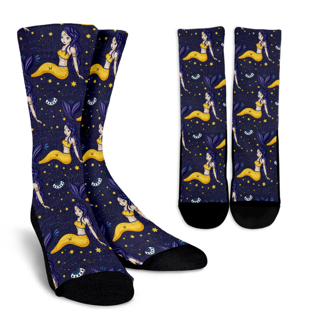 Pisces Pattern Print Design A04 Crew Socks