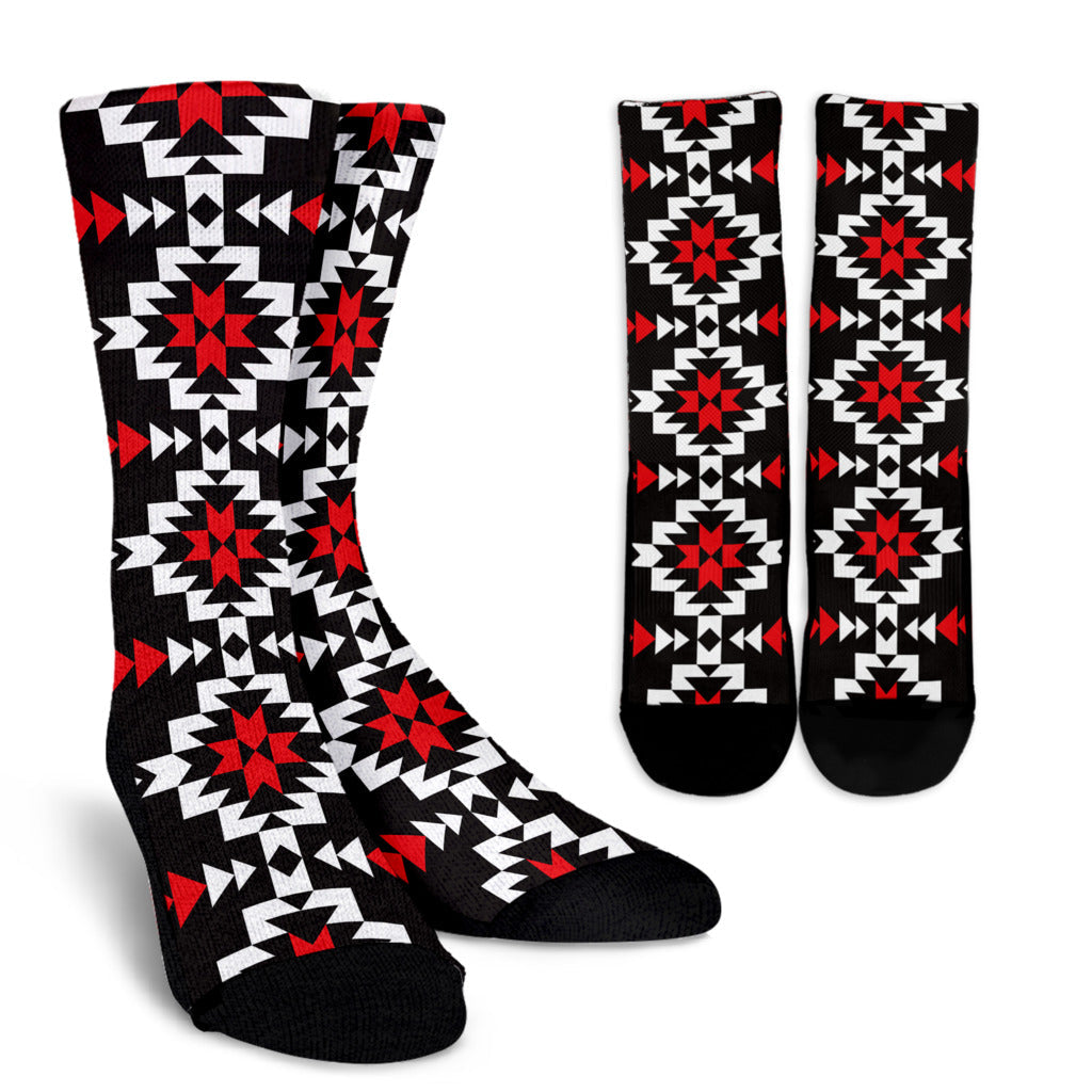 Navajo Pattern Print Design A02 Crew Socks