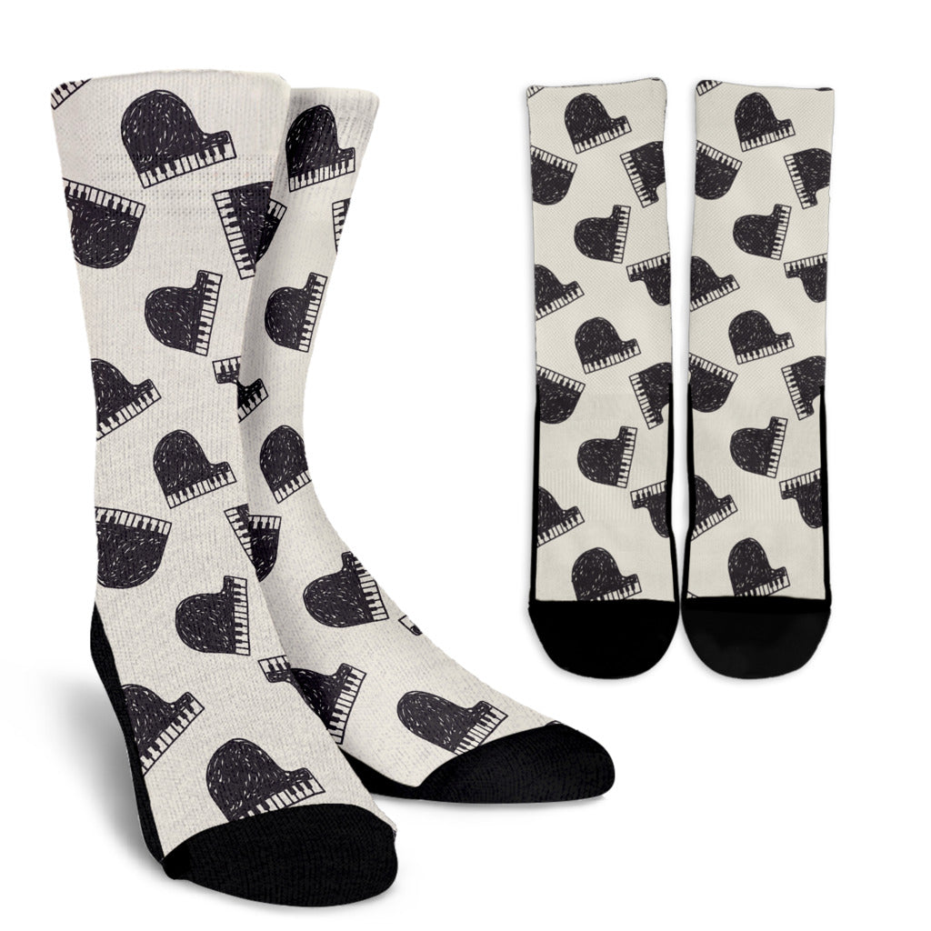 Piano Pattern Print Design 04 Crew Socks
