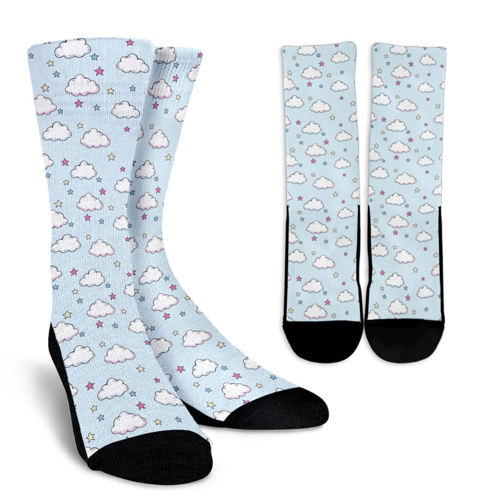 Cloud Pattern Print Design 01 Crew Socks