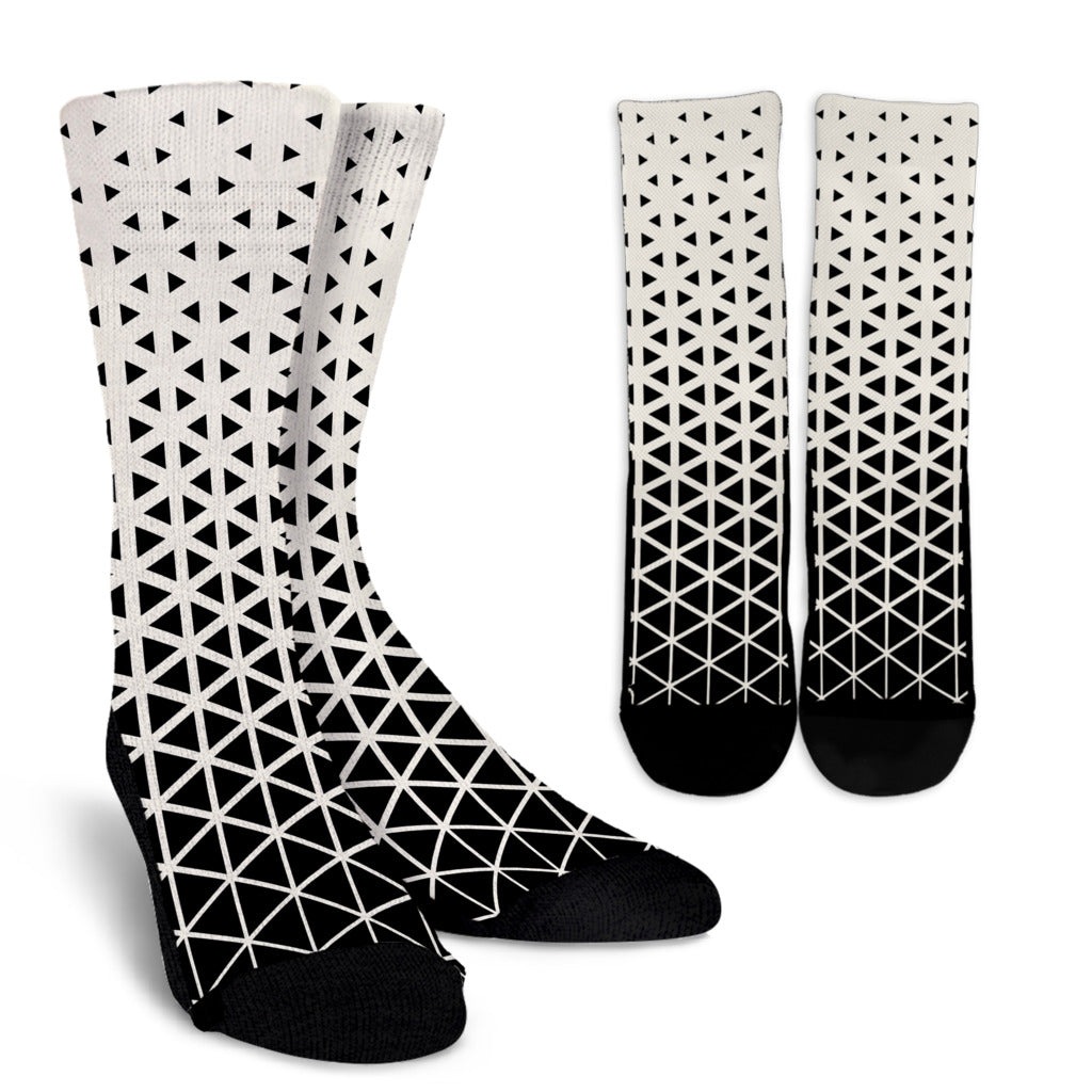 Geometric Black White Pattern Print Design 03 Crew Socks