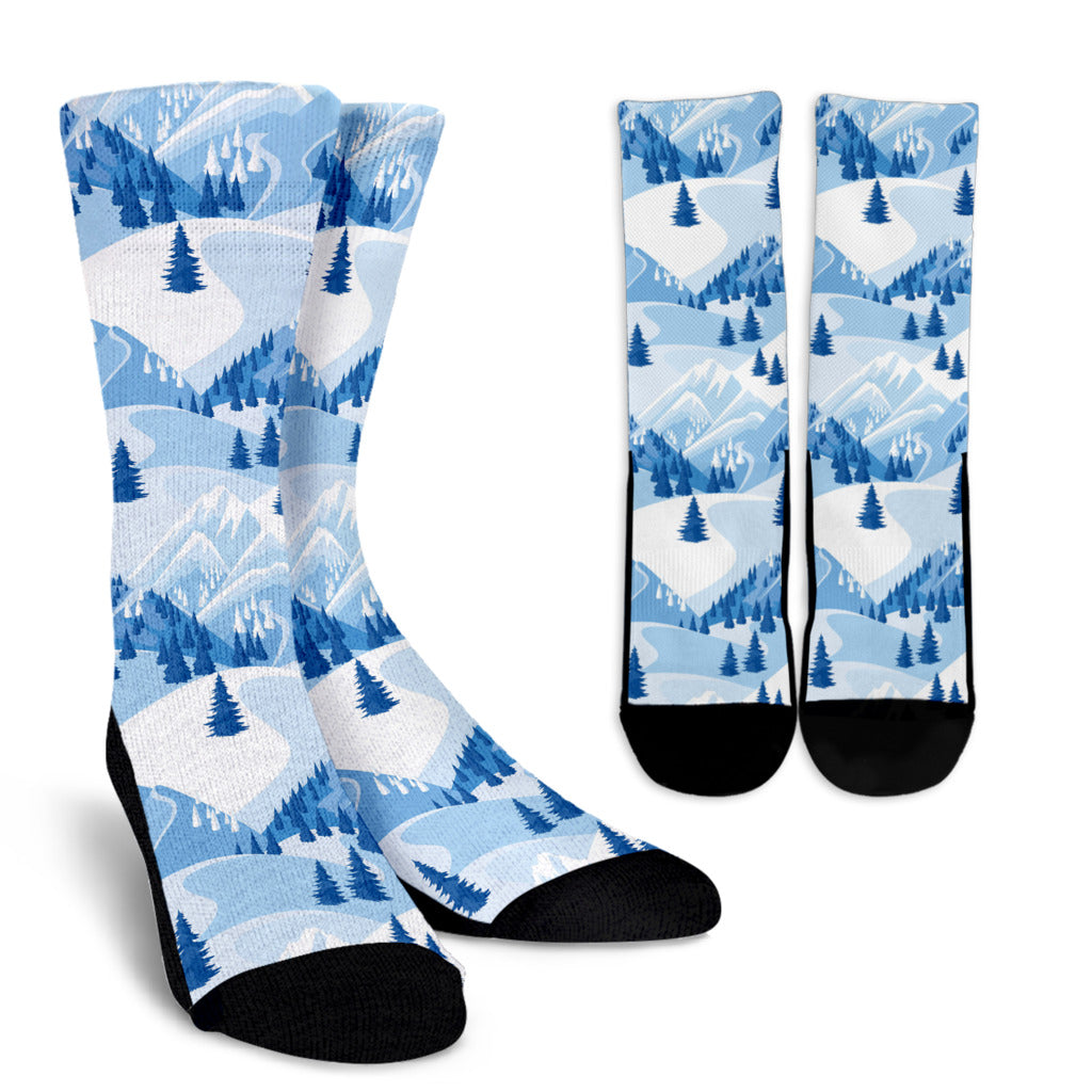 Mountain Pattern Print Design 03 Crew Socks