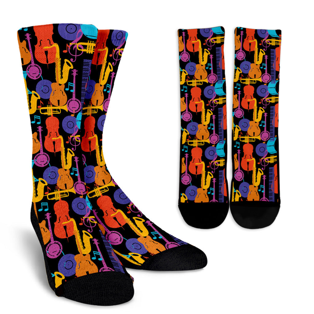 Jazz Pattern Print Design 03 Crew Socks