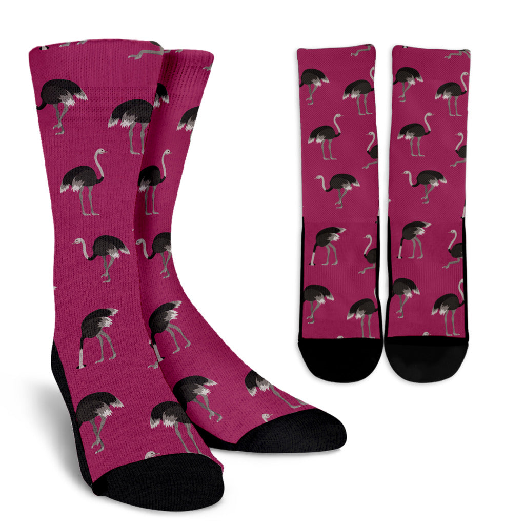 Emu Pattern Print Design 02 Crew Socks