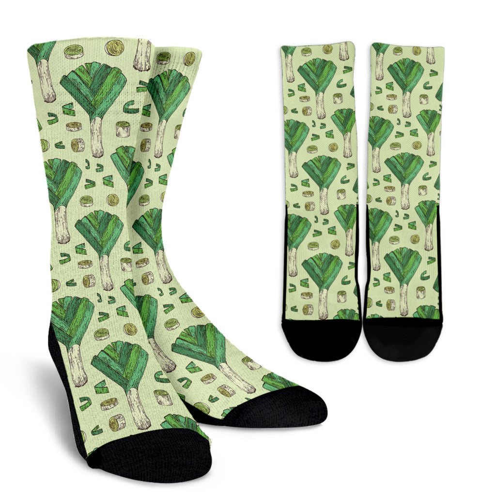 Leek Pattern Print Design 04 Crew Socks