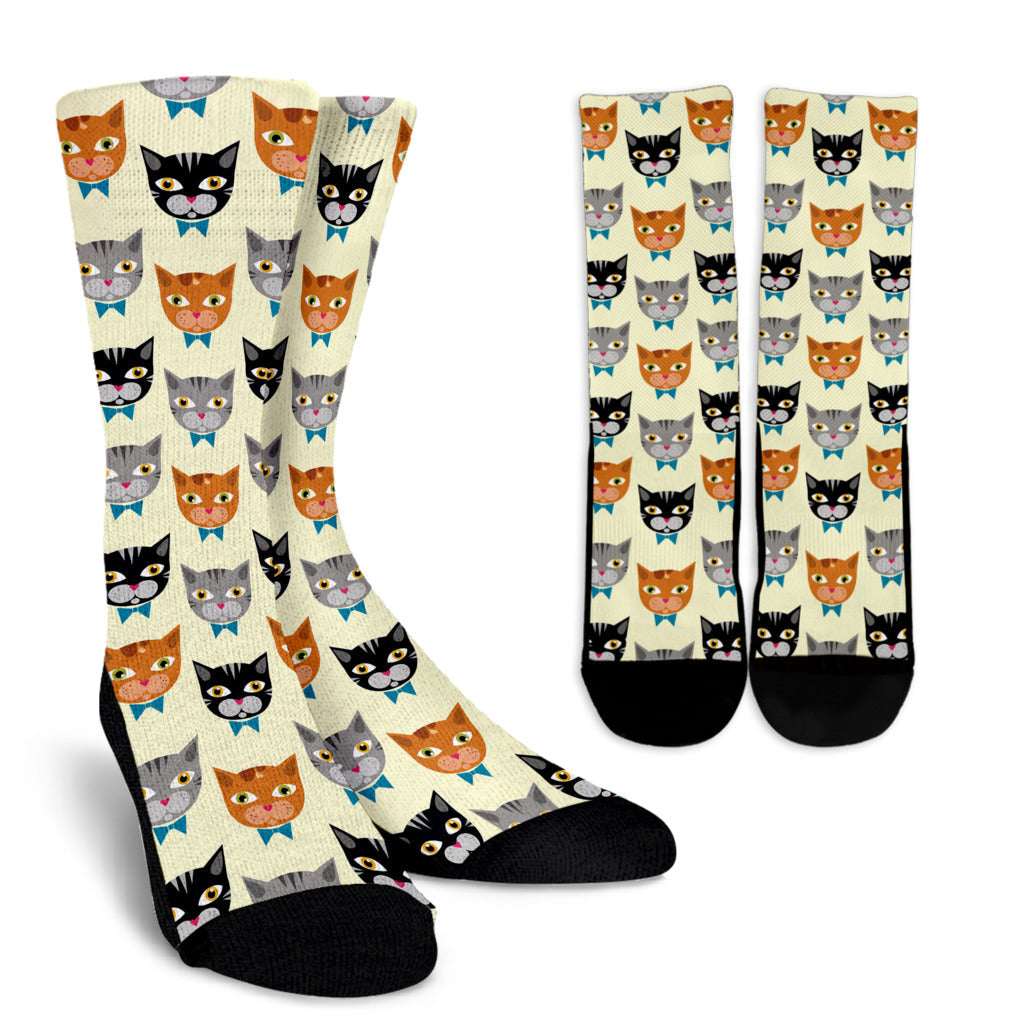 Cat Pattern Print Design 05 Crew Socks