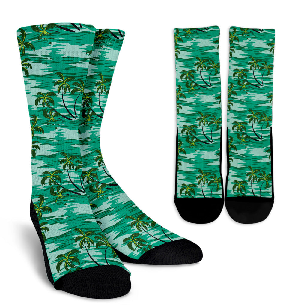 Palm Tree Pattern Print Design A01 Crew Socks