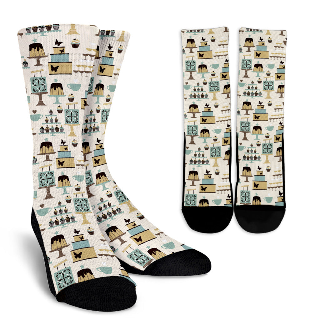 Cake Pattern Print Design 02 Crew Socks