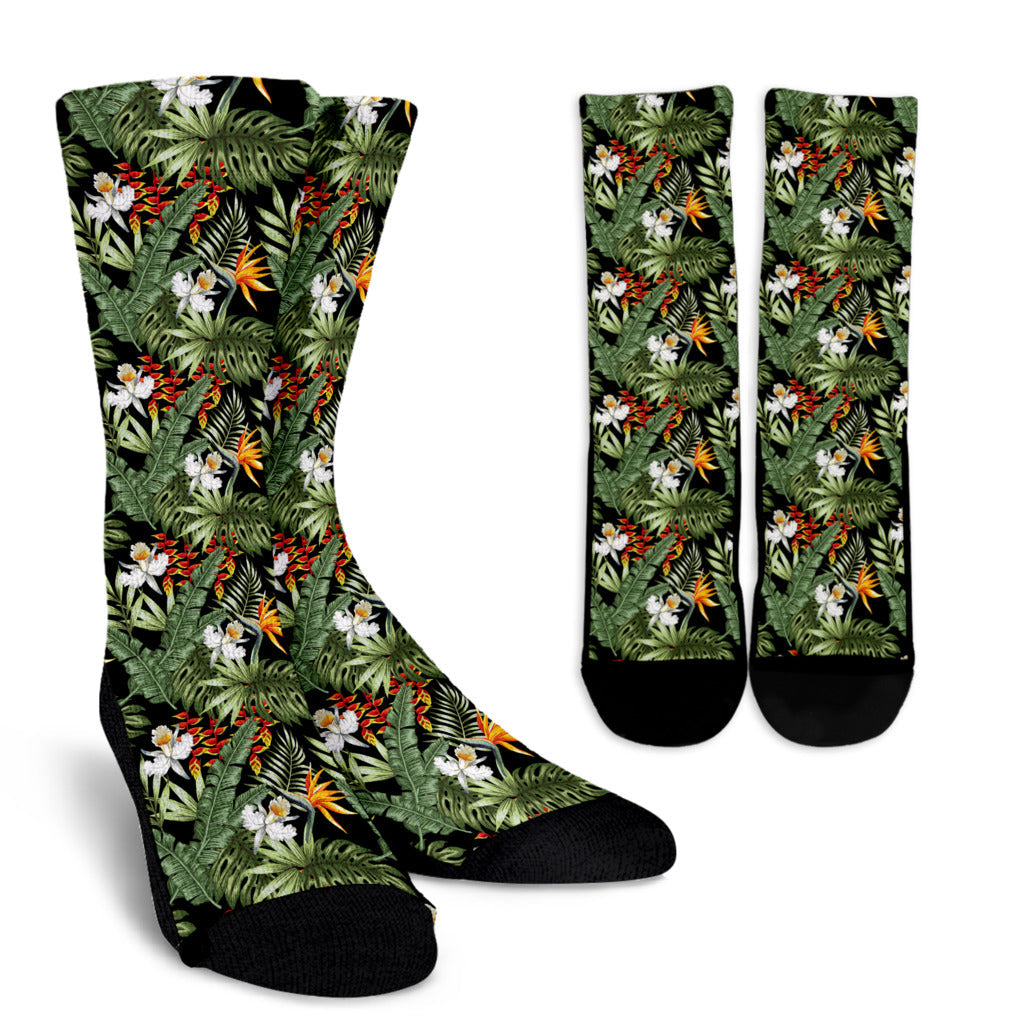 Bird Of Paradise Pattern Print Design 02 Crew Socks