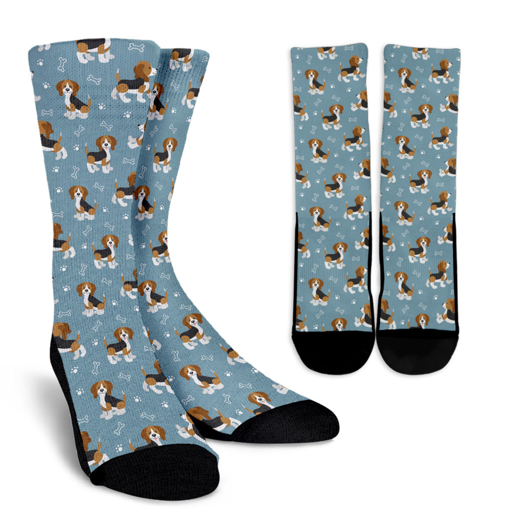 Beagle Pattern Print Design 02 Crew Socks