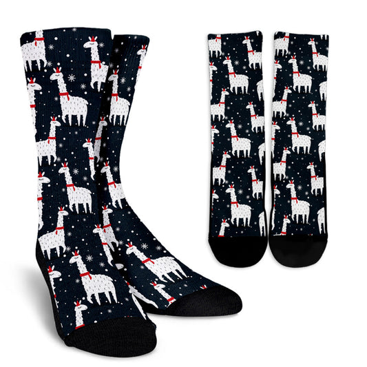 Alpaca Pattern Print Design 04 Crew Socks