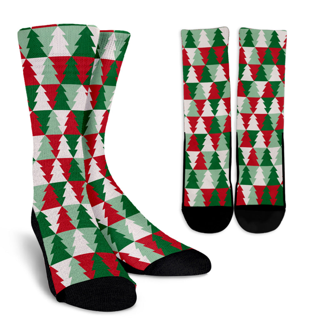 Christmas Tree Pattern Print Design 01 Crew Socks