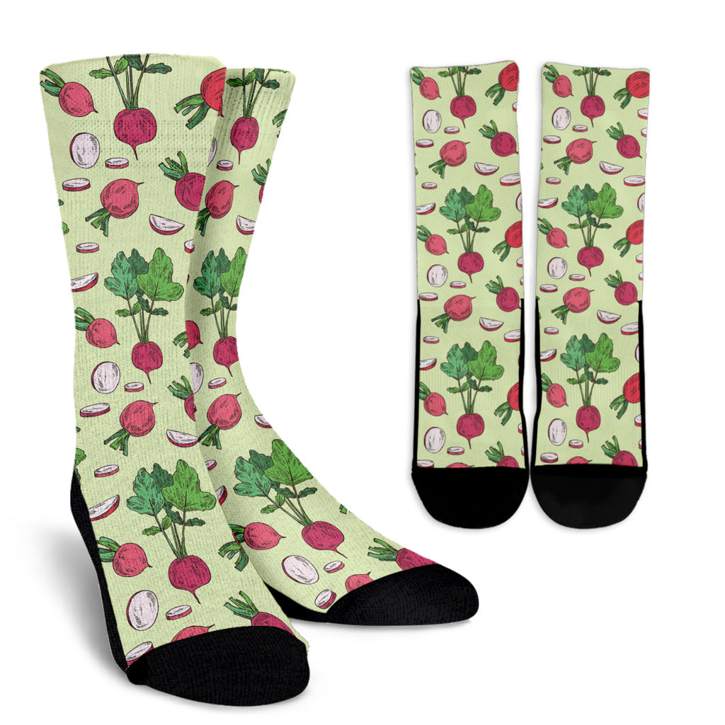 Radish Pattern Print Design A04 Crew Socks