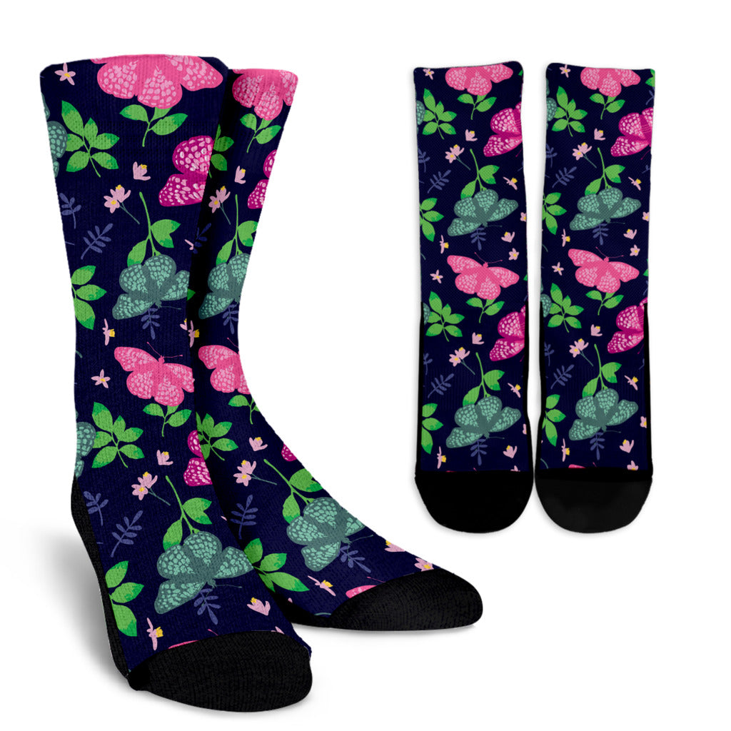 Monarch Butterfly Pattern Print Design 03 Crew Socks