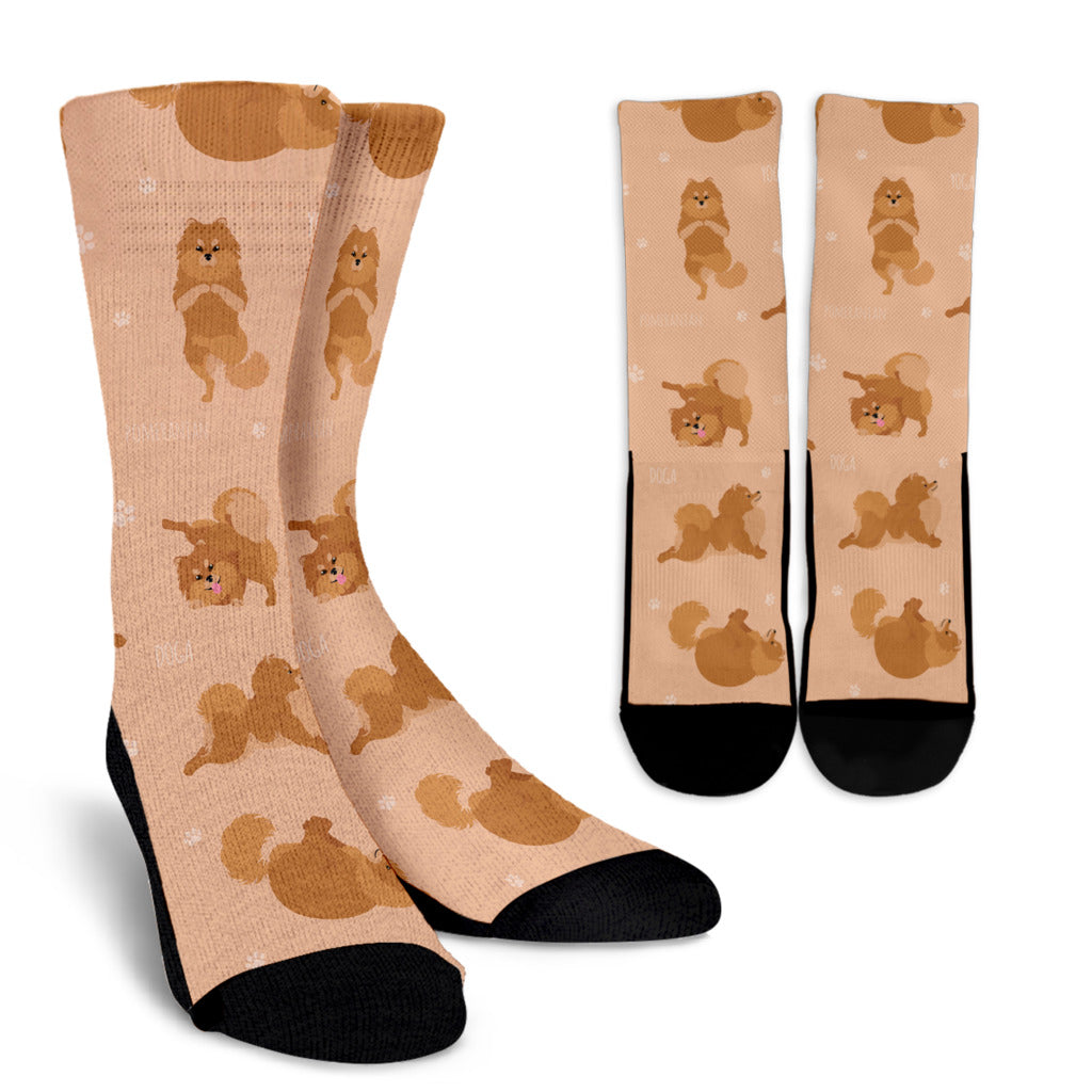 Pomeranians Pattern Print Design A06 Crew Socks