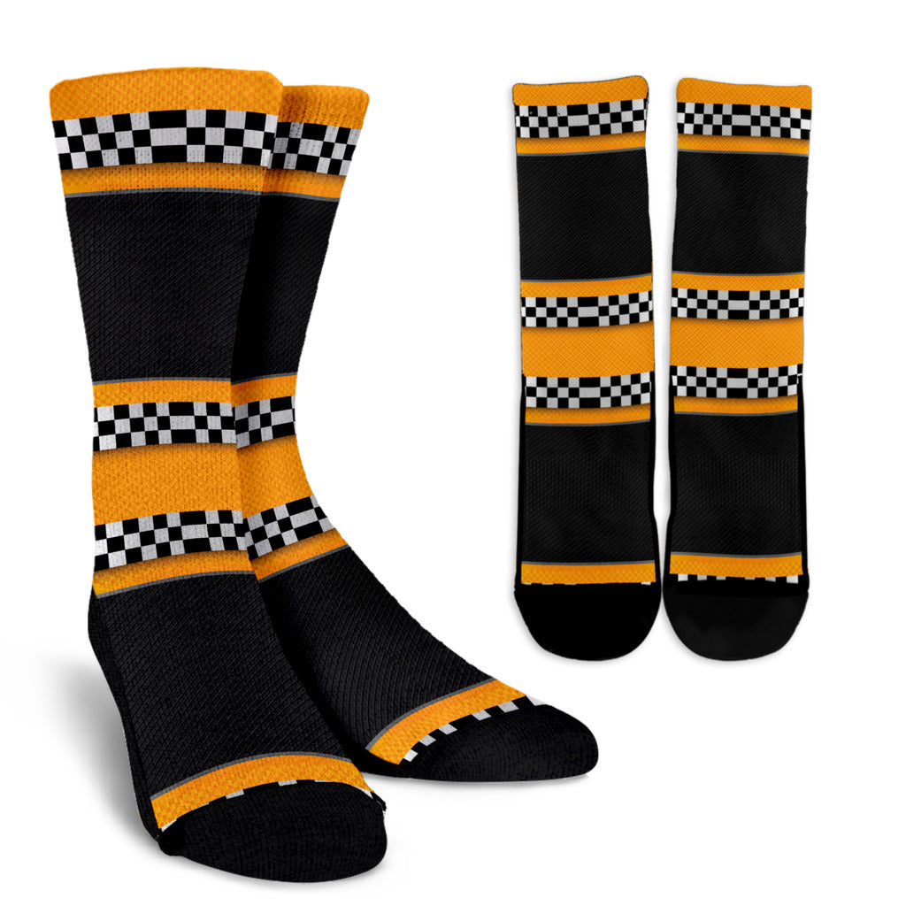 Checkered Pattern Print Design 01 Crew Socks