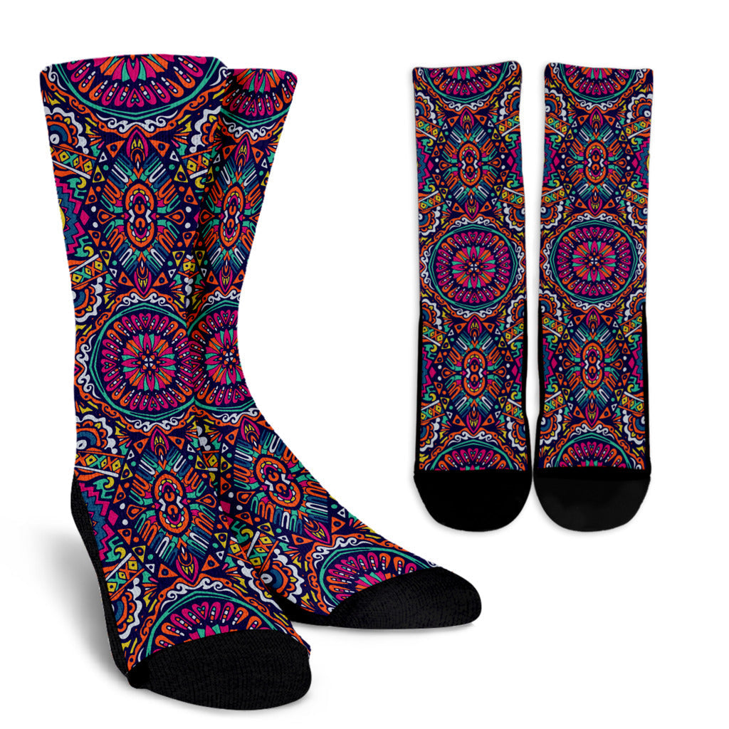 Boho Pattern Print Design 06 Crew Socks