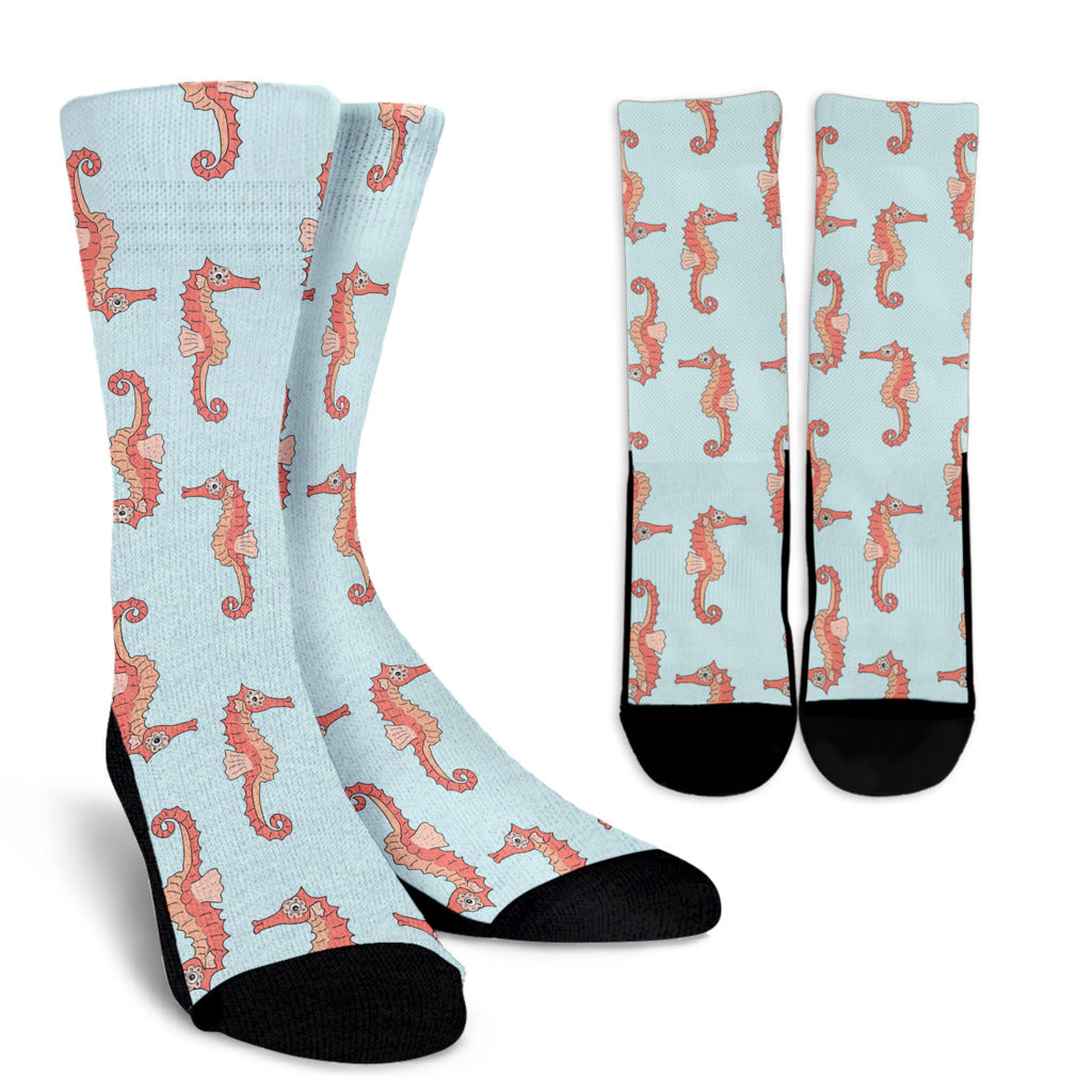 SeaHorse Pattern Print Design 01 Crew Socks