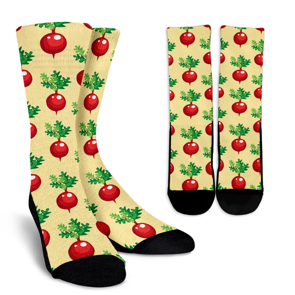 Radish Pattern Print Design A02 Crew Socks