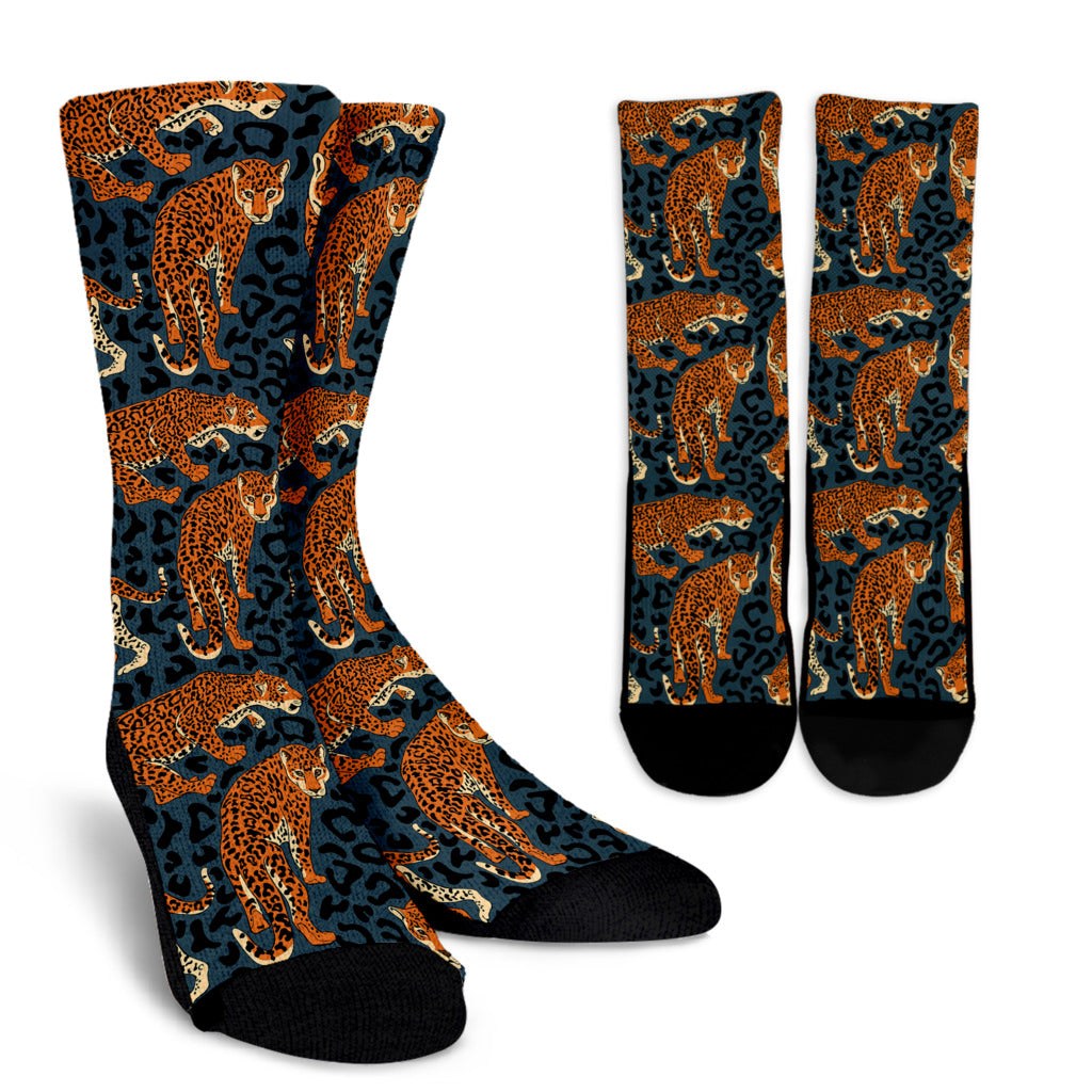 Jaguar Pattern Print Design 04 Crew Socks