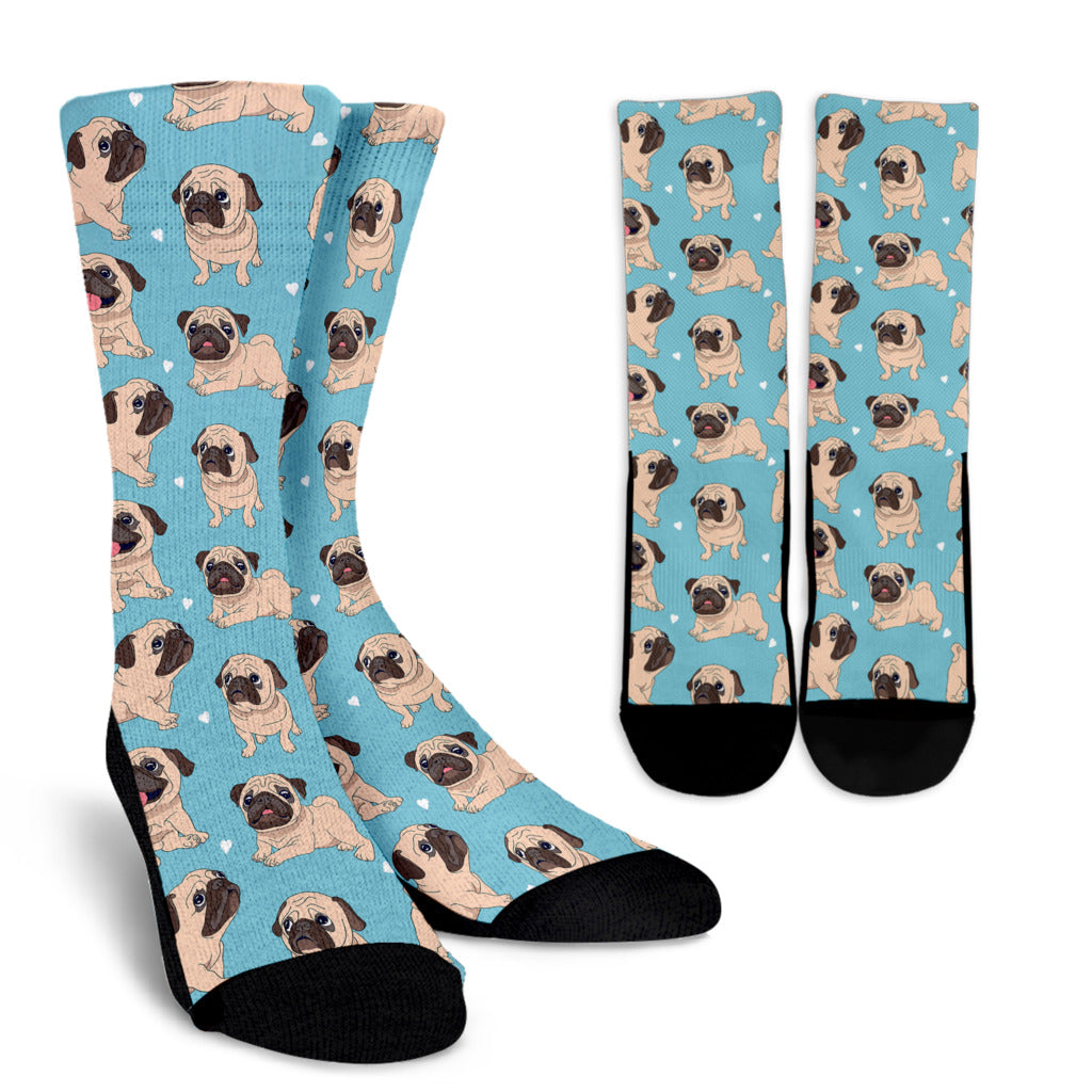Pug Pattern Print Design A03 Crew Socks